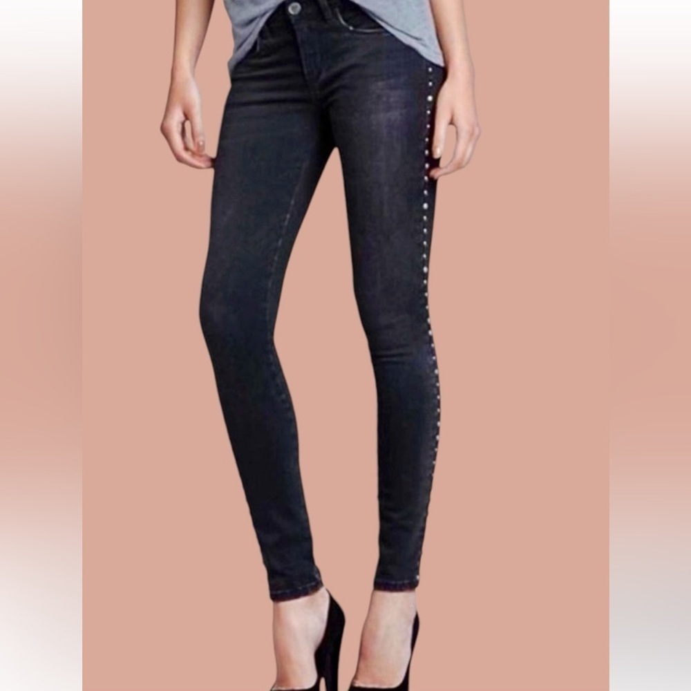 Blank NYC Black Skinny Jeans with Side Studs